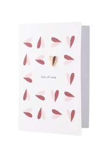 Zusss wenskaart met broche hartje - lots of love