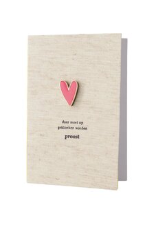 Zusss wenskaart magneet hartje - linnen roze