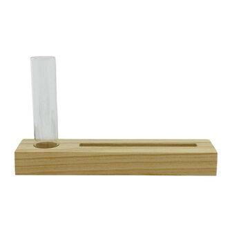 Houten standaard voor geurzakje met vaasje