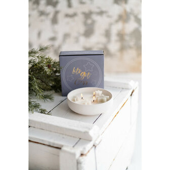 Kaars in bowl wit - stars