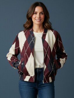 Bomber jasje blauw/bordeaux