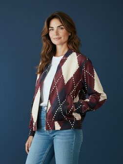 Bomber jasje blauw/bordeaux