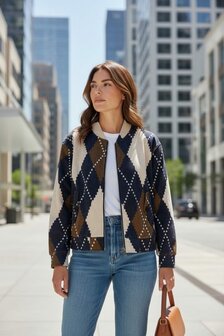 Bomber jasje blauw/bruin