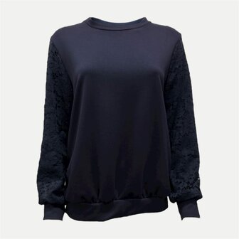 Sweater lace arms donkerblauw