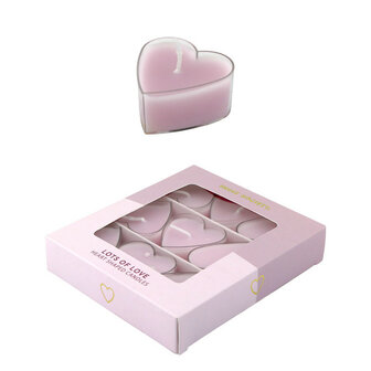 Deco waxinelichtjes hearts set/9 roze