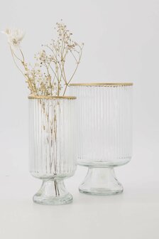 Zusss tafelvaas M op voet glas ribbel