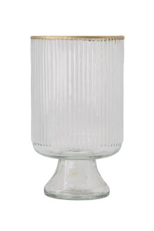 Zusss tafelvaas M op voet glas ribbel