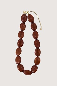 Zusss ketting van platten kralen mid brown