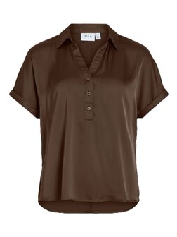 Vila glanzende top Vienna bruin -slate black