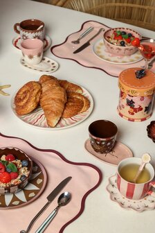 Bord groot rond met roze zon