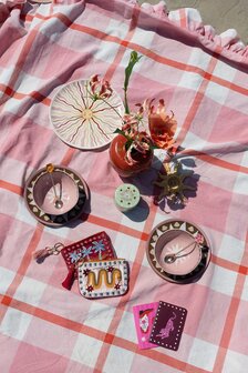 Bord groot rond met roze zon