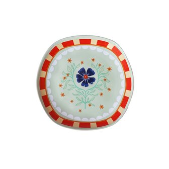 Serveerbord groen met bloemen