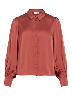 Vila glanzende blouse marsala