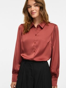 Vila glanzende blouse marsala