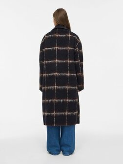 Vila lange jas Vimelon navy/brown 