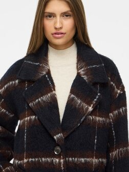 Vila lange jas Vimelon navy/brown 