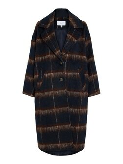 Vila lange jas Vimelon navy/brown 