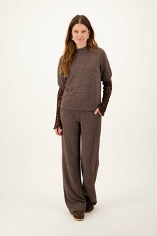 Zusss tweed stretch broek bruin