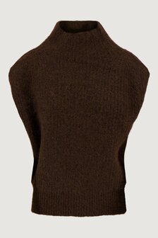 Zusss mouwloze trui met turtleneck dark choco