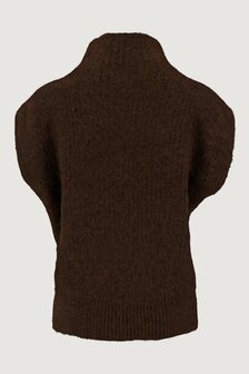 Zusss mouwloze trui met turtleneck dark choco