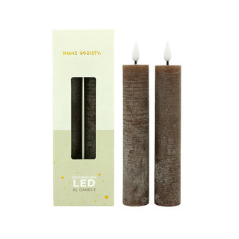 Led set/2 XL dinerkaars oplaadbaar donkerbruin
