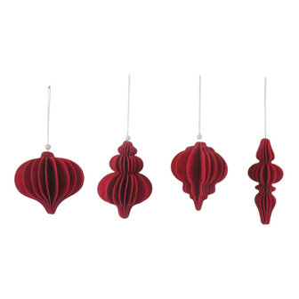 Kersthanger vilt Nola rood 4/assorti
