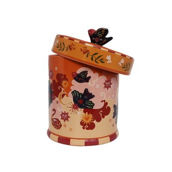 Jar oranje met vogels