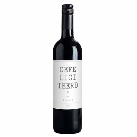 Gefeliciteerd! fles rode wijn