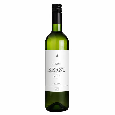 Fles witte wijn - Fijne kerst