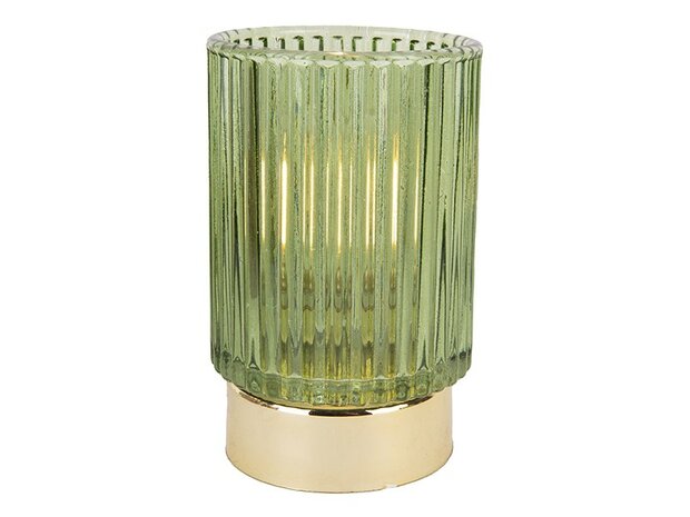 Tafellamp ribbed glas green
