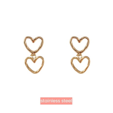 Day & Eve by Go Dutch oorbellen double hearts E3772-2