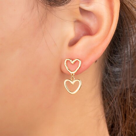 Day & Eve by Go Dutch oorbellen double hearts E3772-2