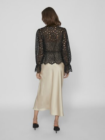 Vila Viellette high waist middellange rok 