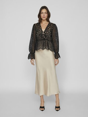 Vila Viellette high waist middellange rok 