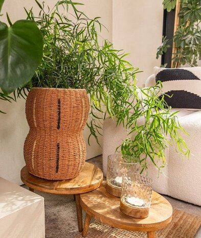 Windlicht Wila S glas/hout
