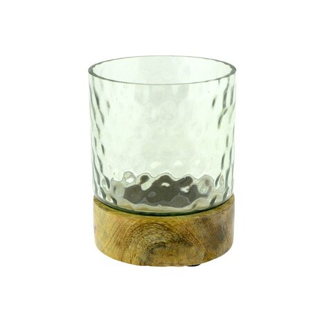 Windlicht Wila S glas/hout