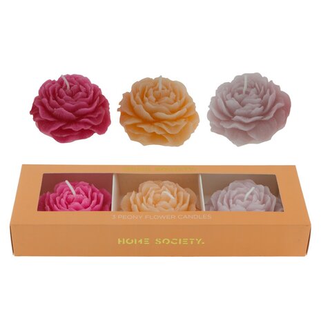 Kaars peony set/3