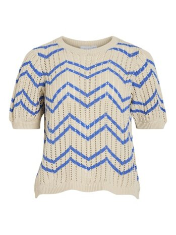 Vila top viautra stripe birch/blue