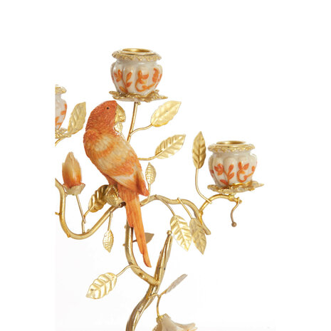 Kandelaar loros orange - gold