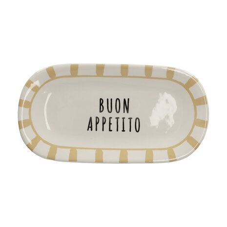 Serveerbord ovaal buon appetito taupe