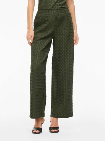 Vila broek hight waist Viromila groen *gerecycled polyster*
