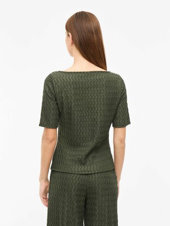 Vila boothals top Viromila groen *gerecycled polyester*