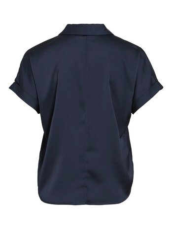 Vila glanzende blouse Vienna navy *gerecycled polyester* 
