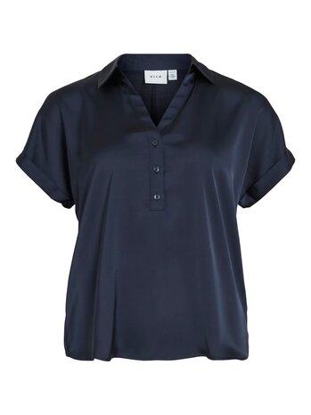 Vila glanzende blouse Vienna navy *gerecycled polyester* 