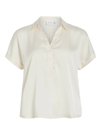 Vila glanzende blouse Vienna clouddancer *gerecycled polyester* 