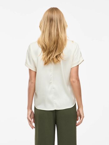 Vila glanzende blouse Vienna clouddancer *gerecycled polyester* 