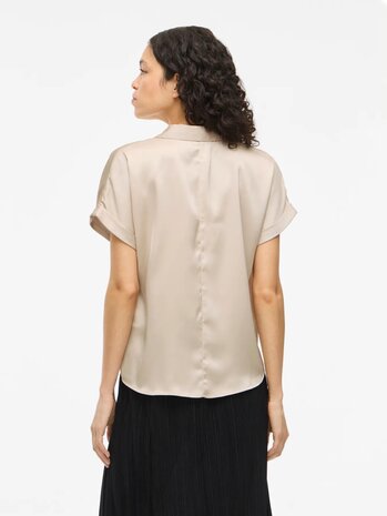 Vila glanzende blouse Vienna cement *gerecycled polyester* 