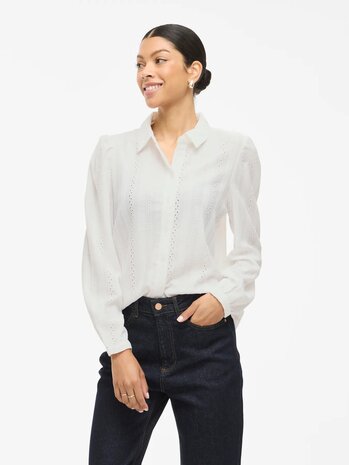 Vila blouse Vizania wit *gerecycled polyester* 
