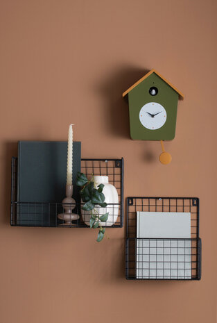 Wandklok Cuckoo light army green-ocre