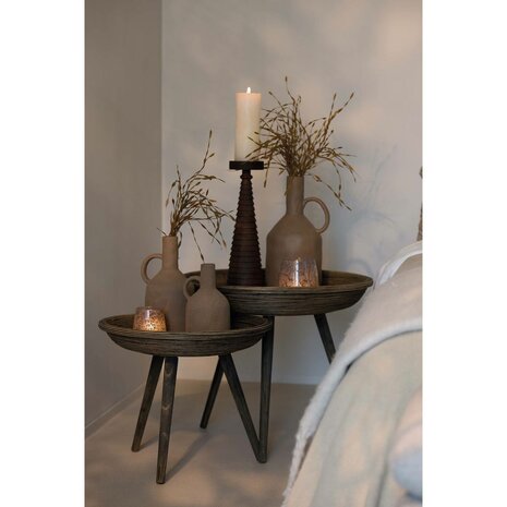 Vaas deco Jonai keramiek mat bruin 